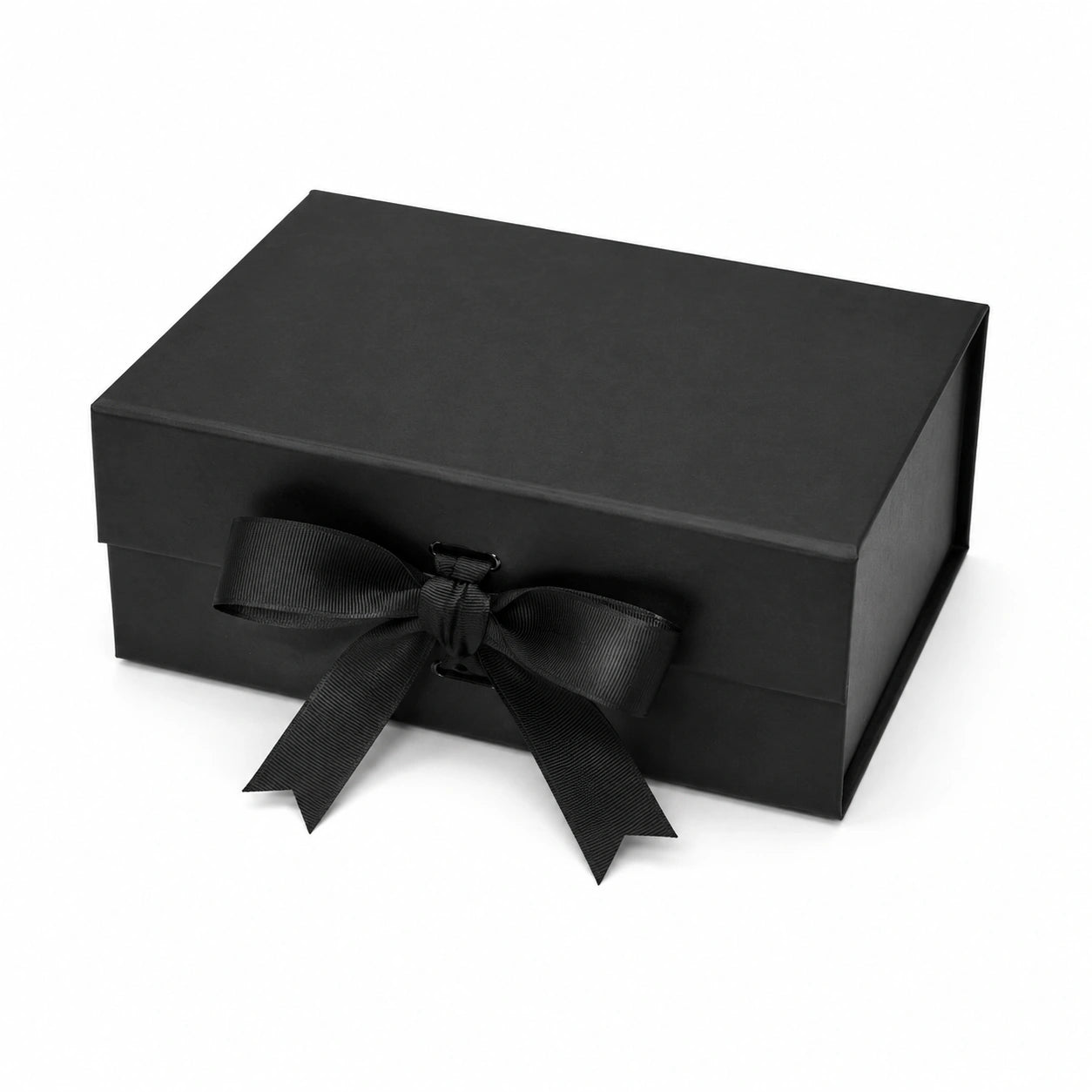 Boîte cadeau 25 x 18 x 10 cm en carton noir avec ruban à nouer