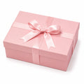 Boîte cadeau 30 x 22 x 10 cm en carton rose avec ruban en satin et couvercle