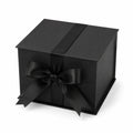 Boîte cadeau 20 x 20 x 20 cm en carton noir avec ruban satin - coffret rigide décoratif