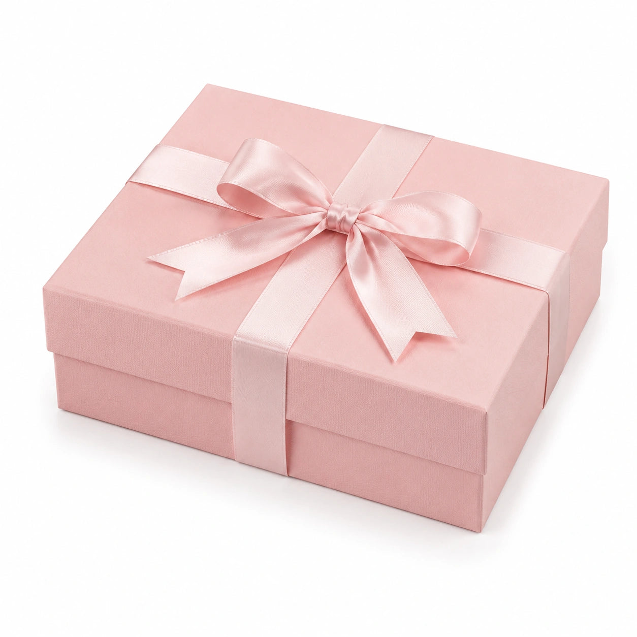Boîte cadeau 25 x 18 x 8 cm en carton rose avec ruban satin décoratif