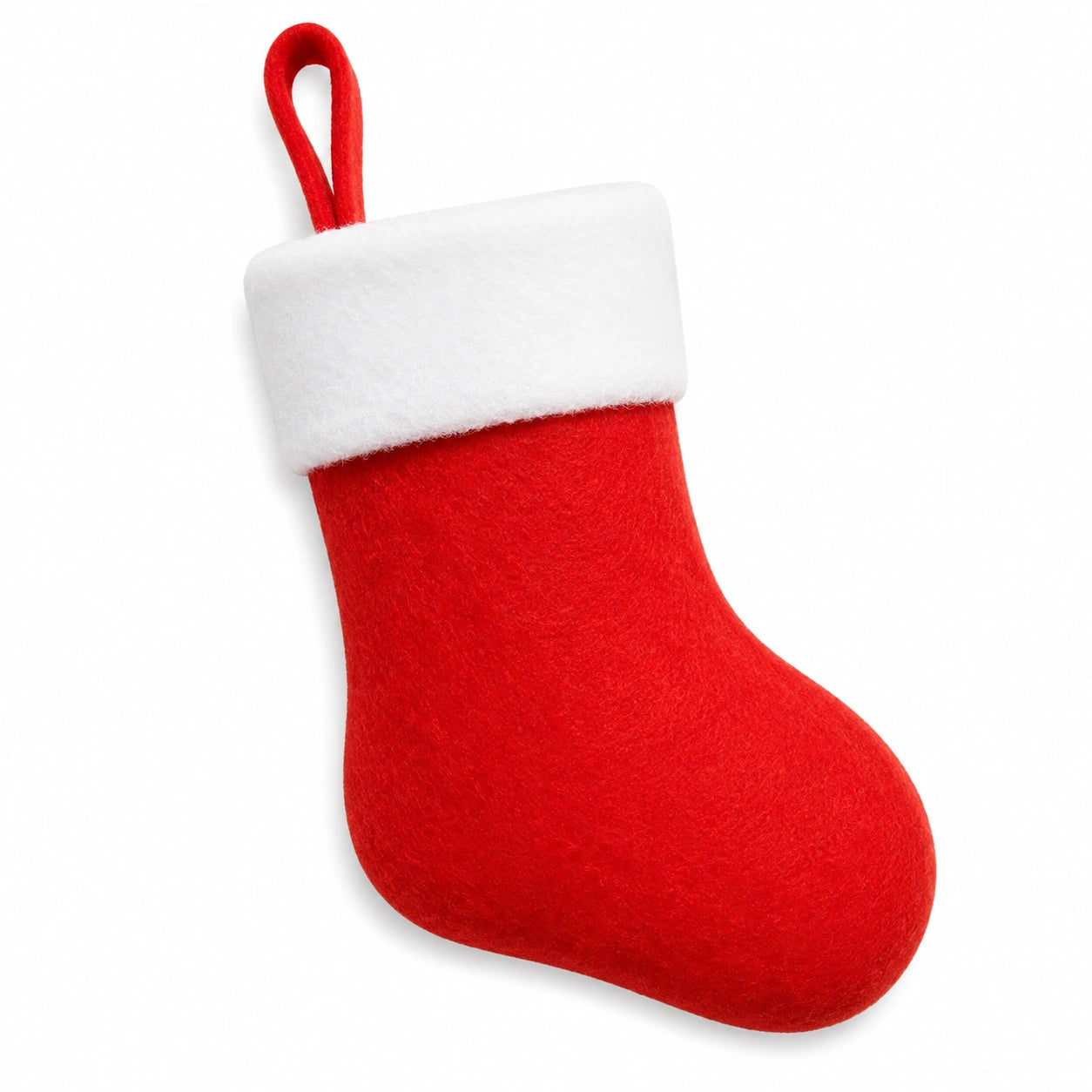 Chaussette décorative à suspendre 30 cm en feutre rouge et blanc style festif