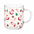 Mug en verre 350 ml transparent motif Noël avec anse