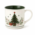 Mug 0.45 L en céramique blanc vert rouge - motif sapin de Noël style festif