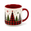 Mug 10 cm en céramique rouge et blanc pour boissons chaudes style hivernal