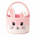 Panier de rangement 20 x 16 cm en polyester rose motif lapin avec anse