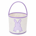 Panier de rangement rond 20 x 18 cm en tissu blanc et violet à anse motif lapin