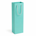Sac cadeau 12 x 10 x 36 cm en carton turquoise à poignées torsadées pour bouteille