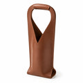 Sac porte-bouteille 10 x 10 x 38 cm en similicuir marron à poignée pour transport